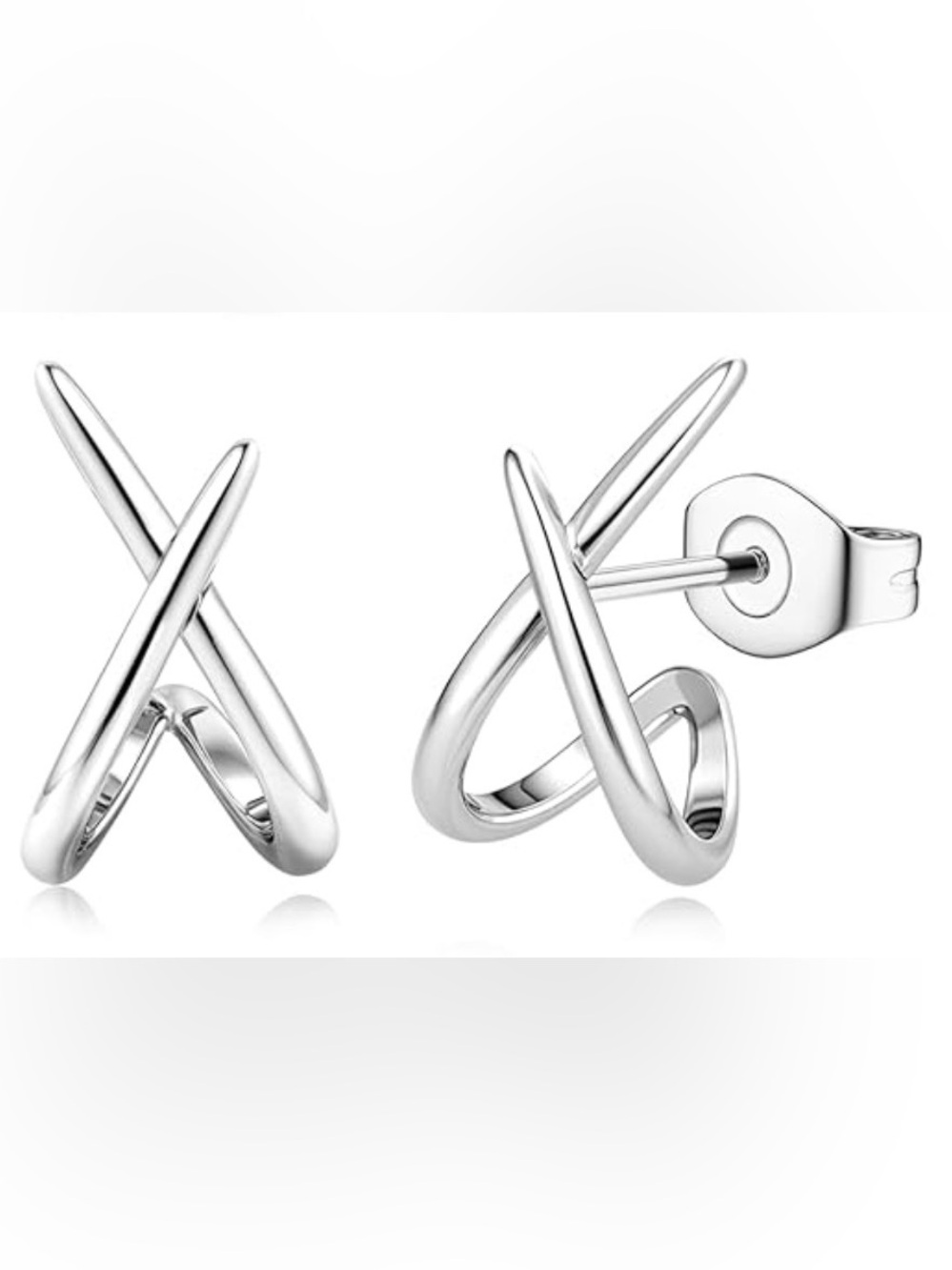 #215 9mm Gold Plated Crisscross X Stud Earrings - Picture 3 of 9
